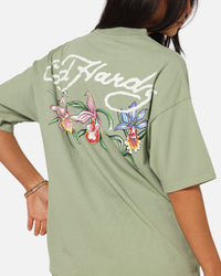 Ed Hardy Flowers T-Shirt Sage