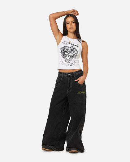 Ed Hardy Women's Tiger Ribbed Tank White