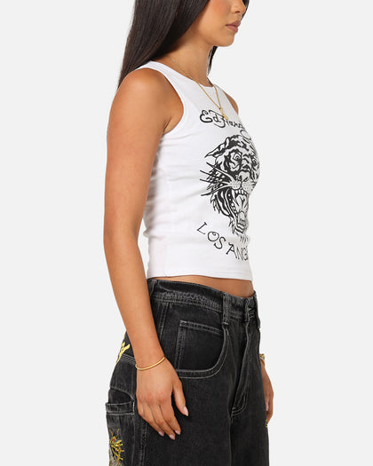 Ed Hardy Women's Tiger Ribbed Tank White