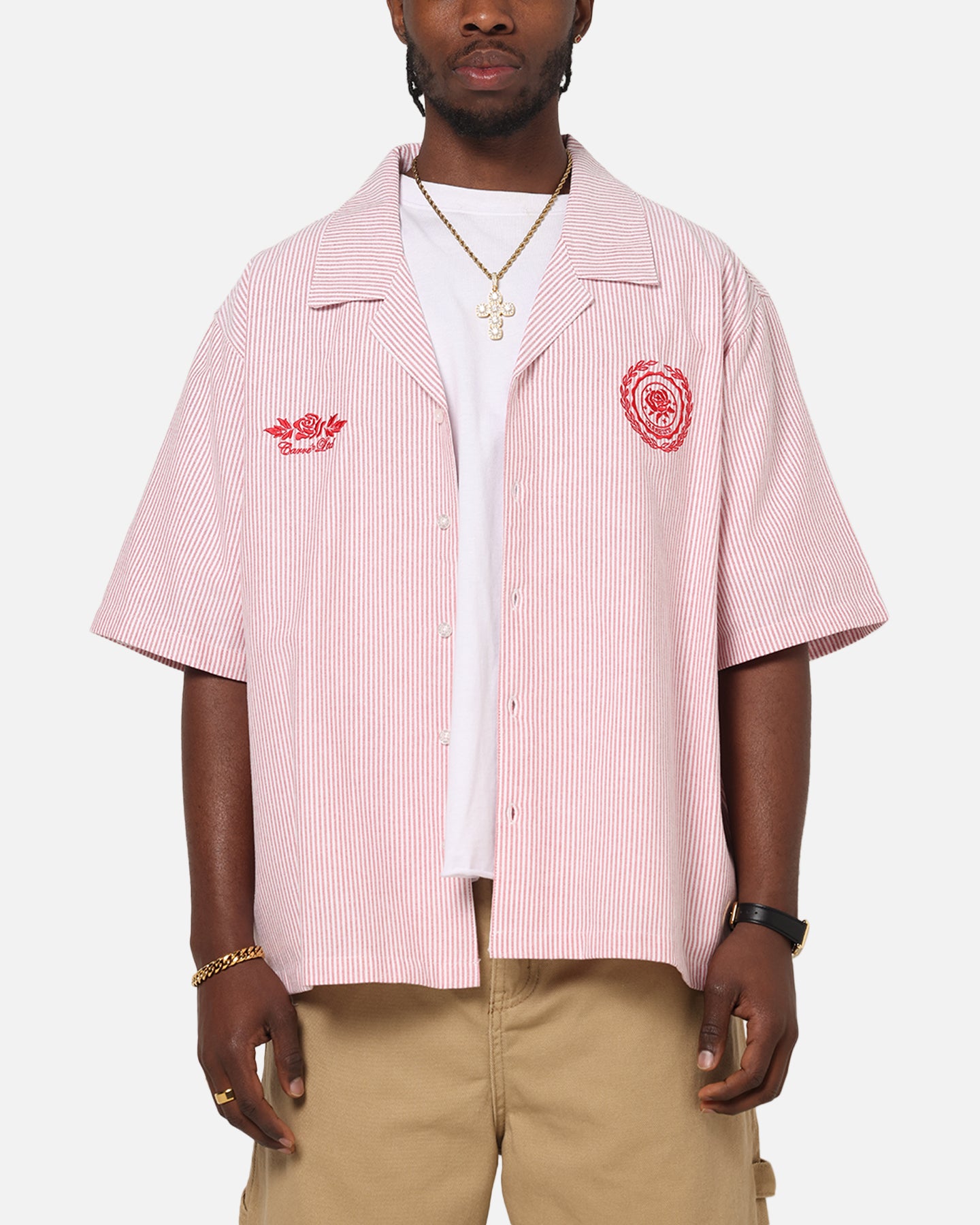 Carre Rose Pinstripe Button Up Shirt Red Stripe | Culture Kings US