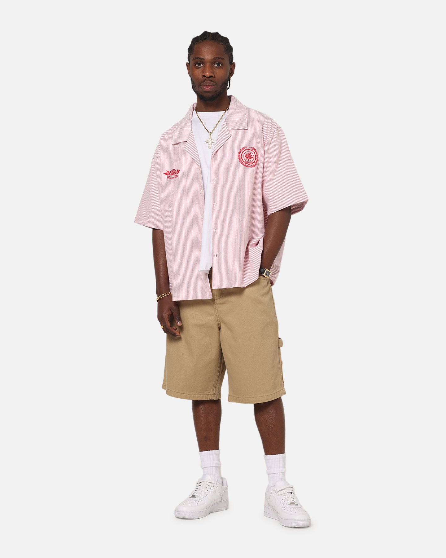 Carre Rose Pinstripe Button Up Shirt Red Stripe | Culture Kings US