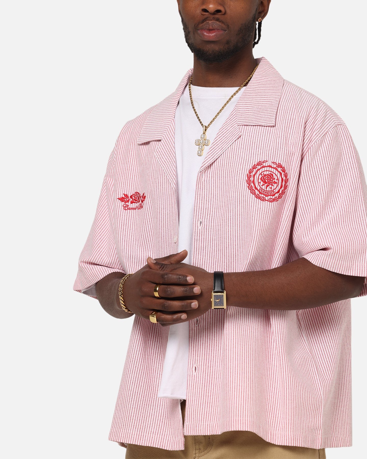 Carre Rose Pinstripe Button Up Shirt Red Stripe | Culture Kings US