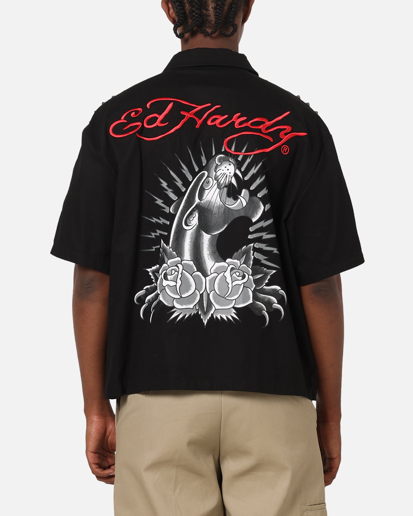Ed Hardy Panther Stud Zip Shirt Black | Culture Kings US