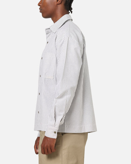green ditsy print dress Carre Oxford Stripe Long Sleeve Button Up Shirt White/Green
