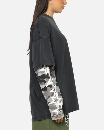Carre Worldwide Layered Long Sleeve T-Shirt Black/Snow Camo