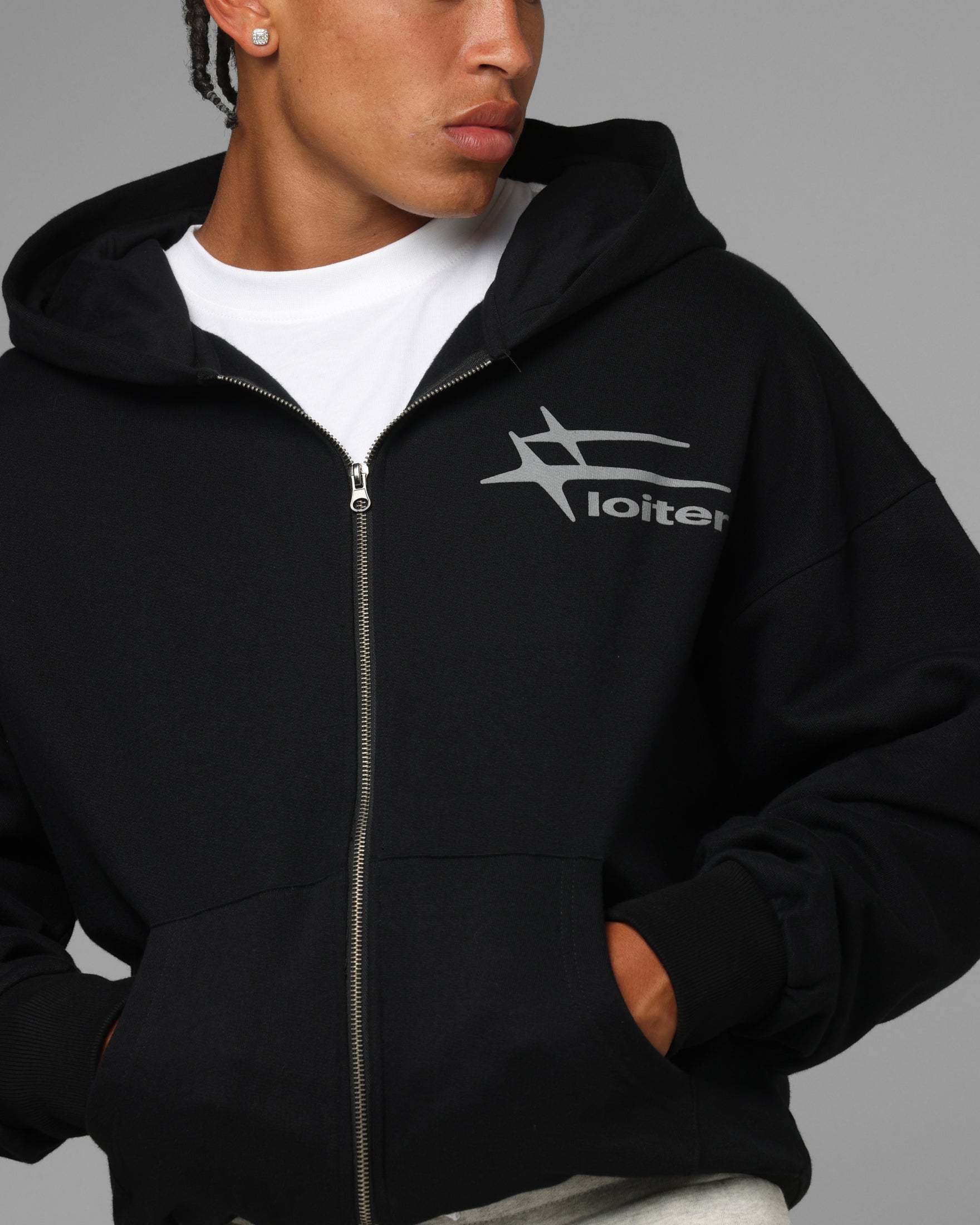 Loiter Hybrid Premium Zip Hoodie Black | Culture Kings US