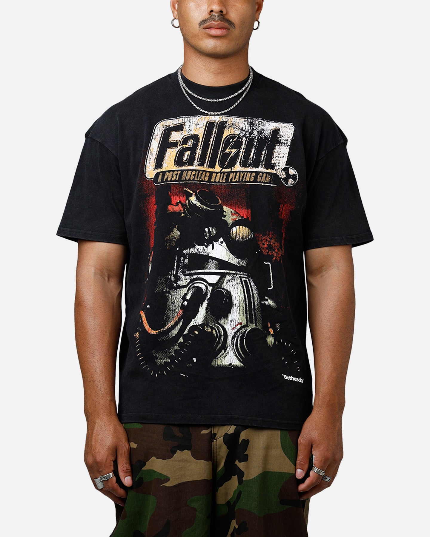 Fallout New Vegas 非売品プロモーションTシャツ フォールアウト 73Studio X Fallout: New Vegas T-Shirt Black Acidwash | Culture
