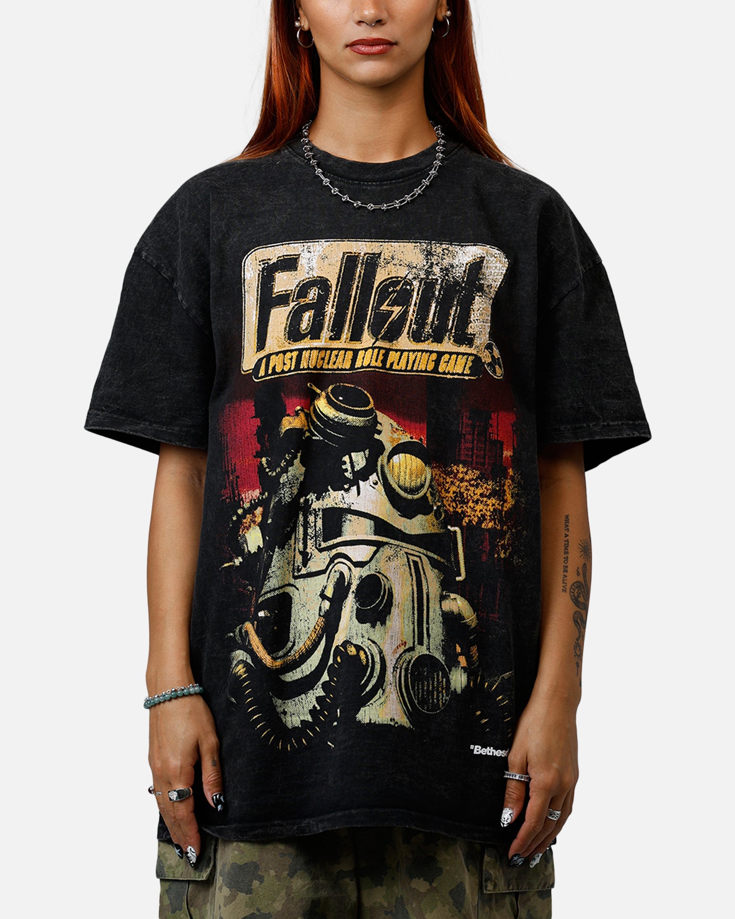 Fallout New Vegas 非売品プロモーションTシャツ フォールアウト 73Studio X Fallout '97 Fallout Vintage T-Shirt Black Acidwash