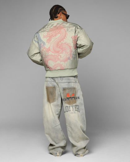 Loiter Spray Bomber Jacket Khaki