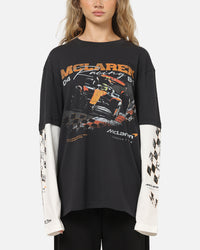 Mitchell & Ness X Mclaren Checkered Vintage Long Sleeve T-Shirt Black/Vintage White