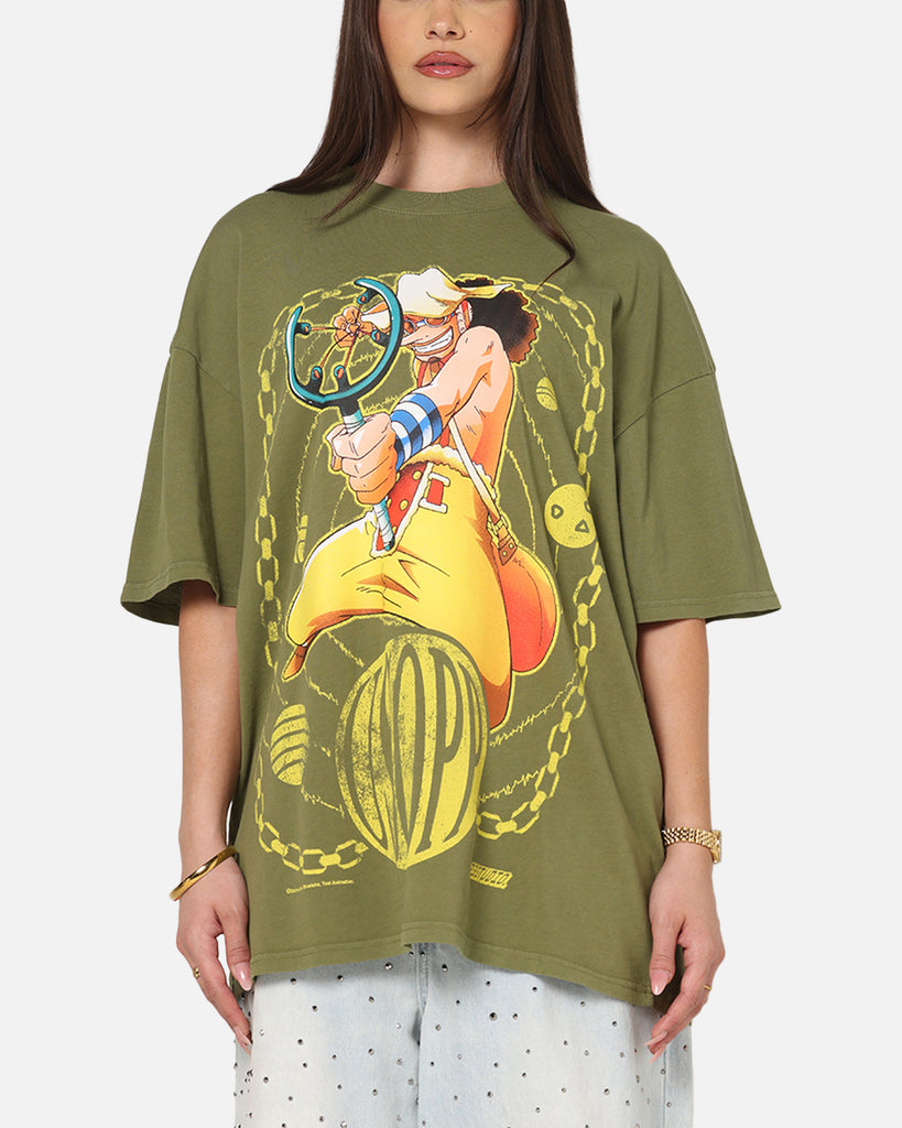 73Studio X One Piece Usopp Vintage T-Shirt Washed Olive | Culture