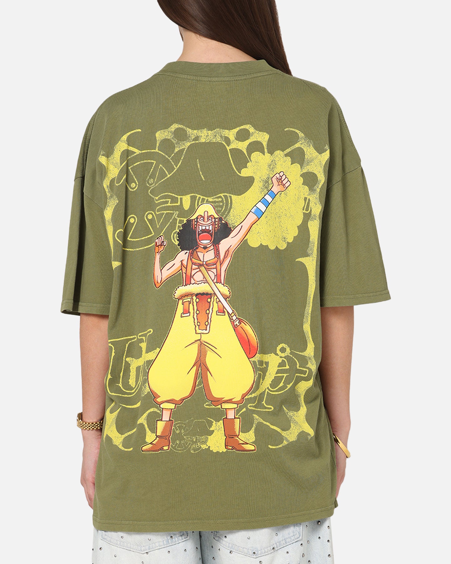 73Studio X One Piece Usopp Vintage T-Shirt Washed Olive | Culture