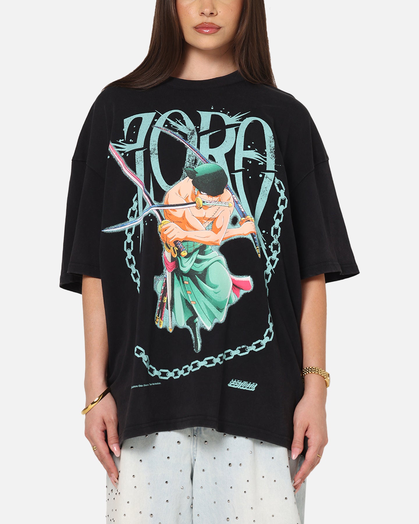 73Studio X One Piece Zoro Vintage T-Shirt Off Black | Culture Kings US