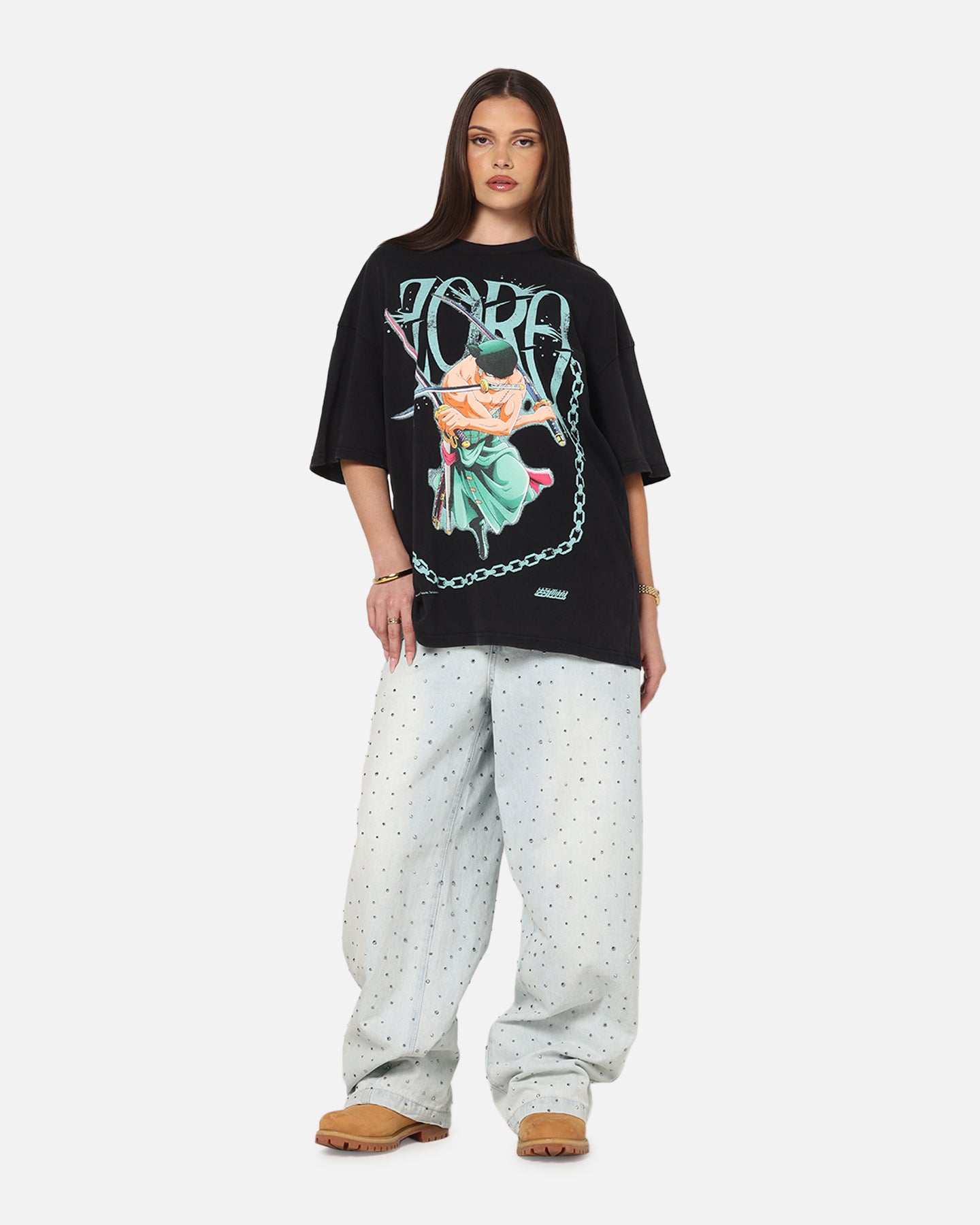73Studio X One Piece Zoro Vintage T-Shirt Off Black | Culture Kings US