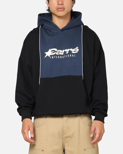 Carre Piped Pullover Hoodie Black/Blue