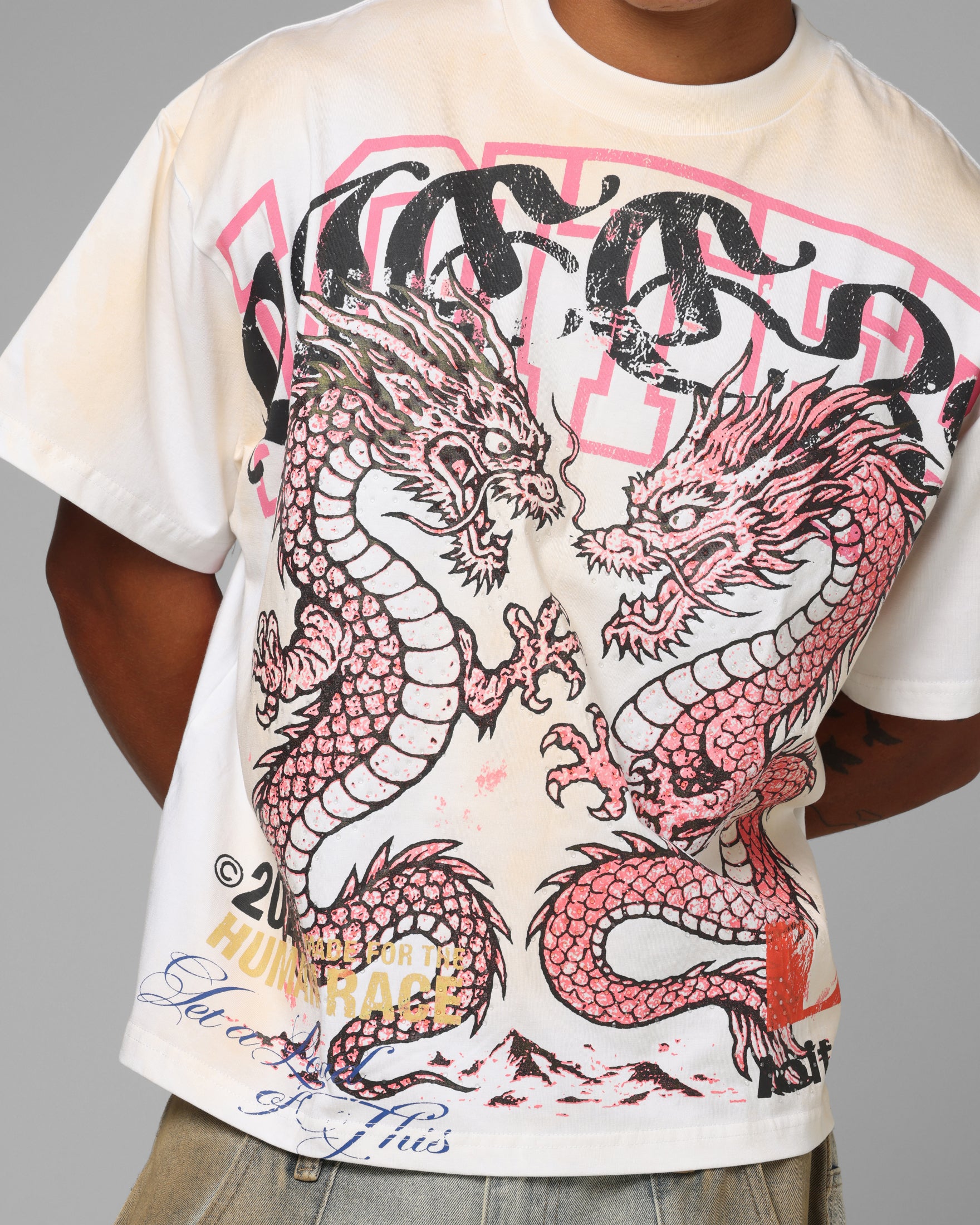 Loiter Dragon Rhinestone T-Shirt White | Culture Kings US