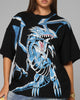 Loiter X Yu-Gi-Oh! Blue Eyes White Dragon Rhinestone T-Shirt Black
