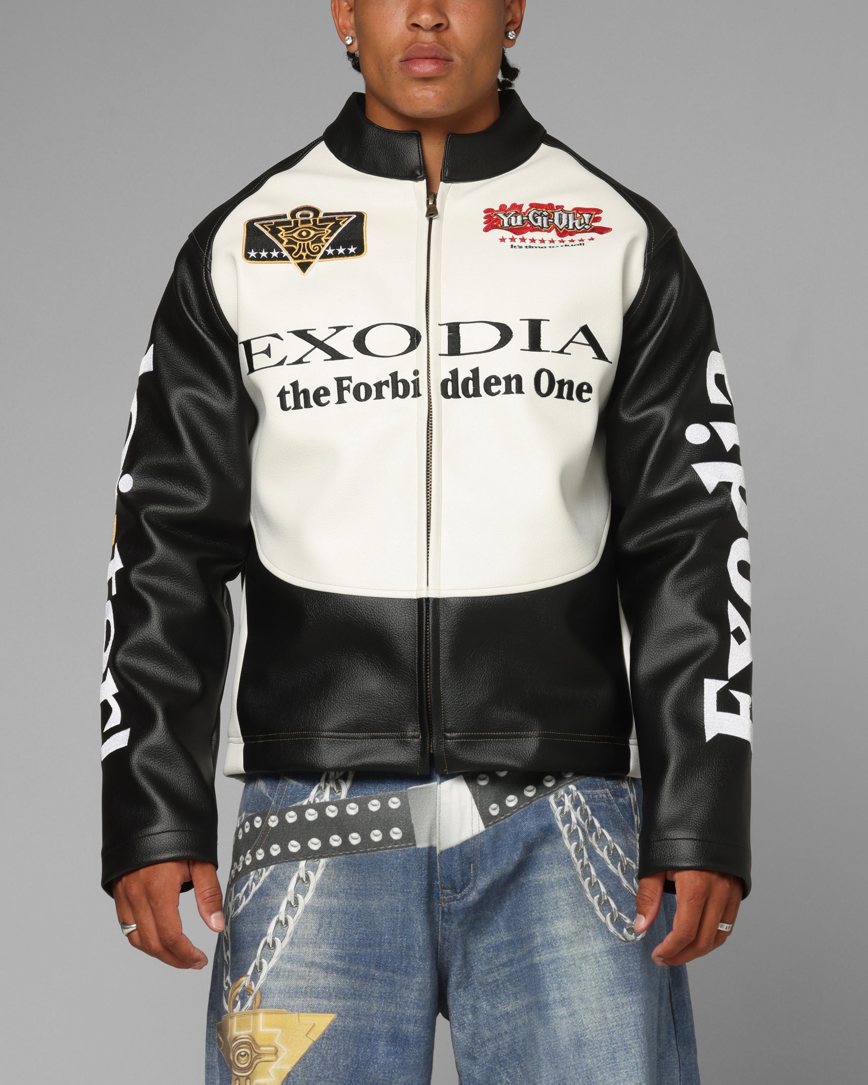 Loiter X Yu-Gi-Oh! Exodia Biker Jacket Black/Off White | Culture
