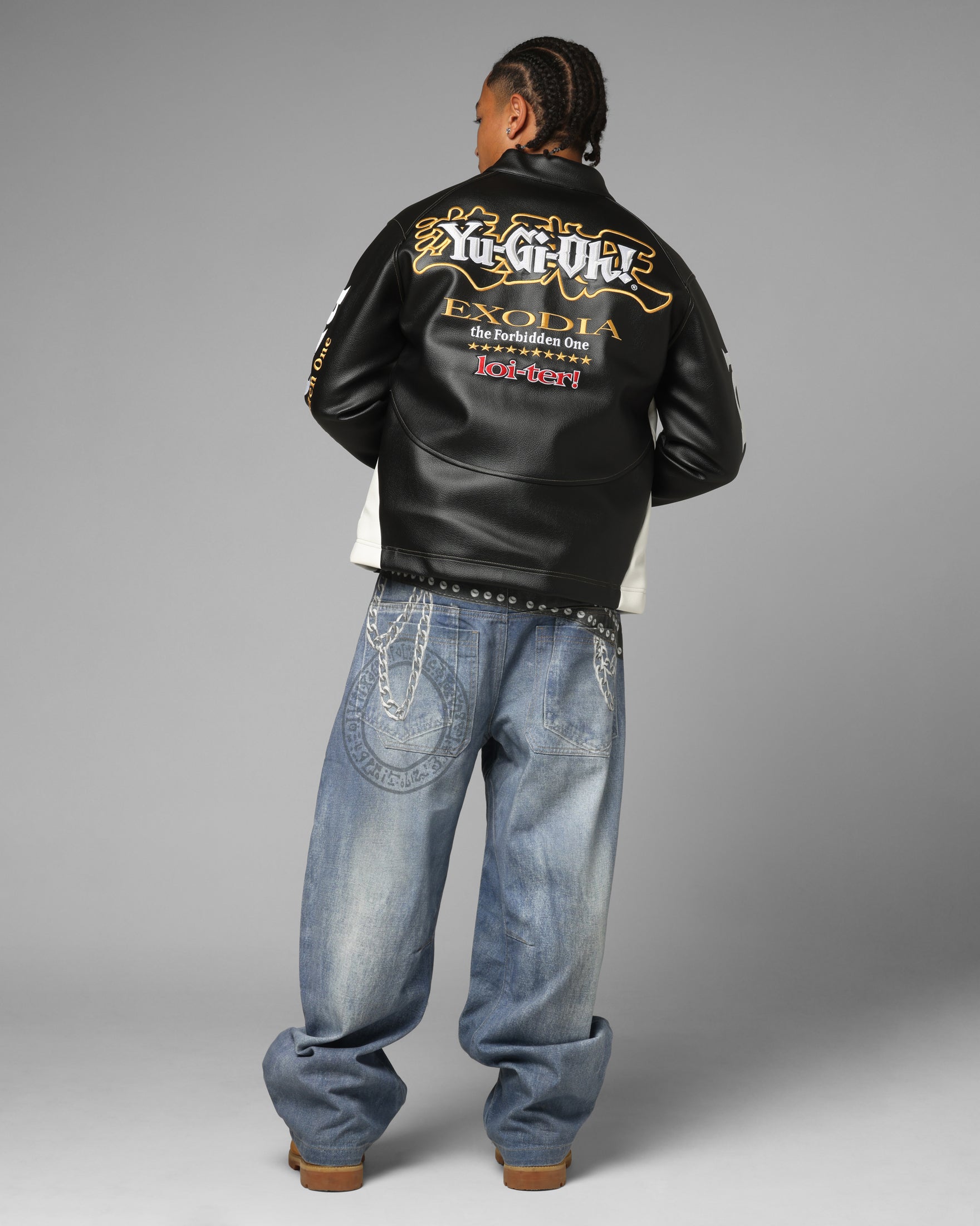 Loiter X Yu-Gi-Oh! Exodia Biker Jacket Black/Off White | Culture