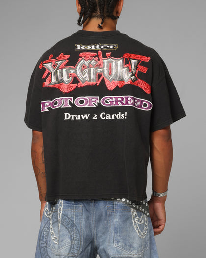 Loiter X Yu-gi-oh! Pot Of Greed Rhinestone T-shirt Vintage Black - Size L Loiter X Yu-gi-oh! Pot Of Greed Rhinestone T-shirt Vintage Black - Size L