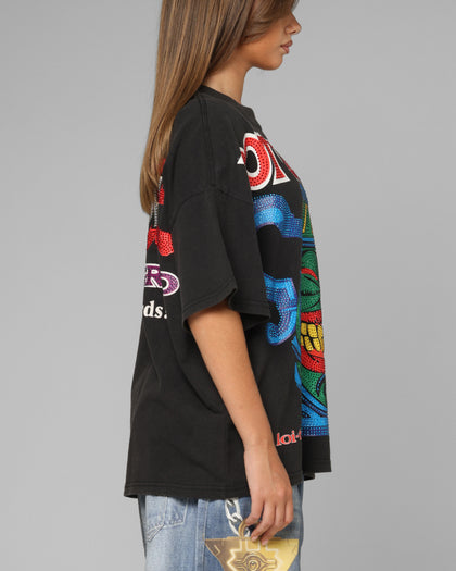 Loiter X Yu-Gi-Oh! Pot Of Greed Rhinestone T-Shirt Vintage Black