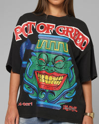 Loiter X Yu-Gi-Oh! Pot Of Greed Rhinestone T-Shirt Vintage Black