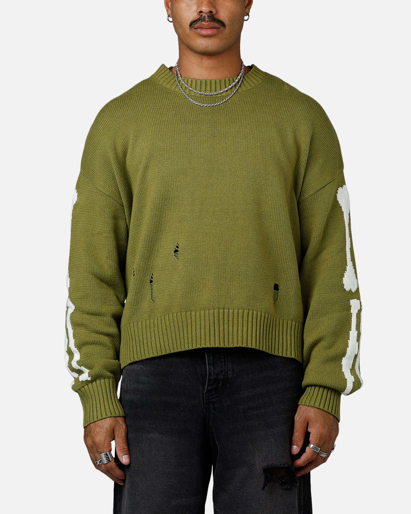 MNML Skeleton Knit Sweater Moss | Culture Kings US