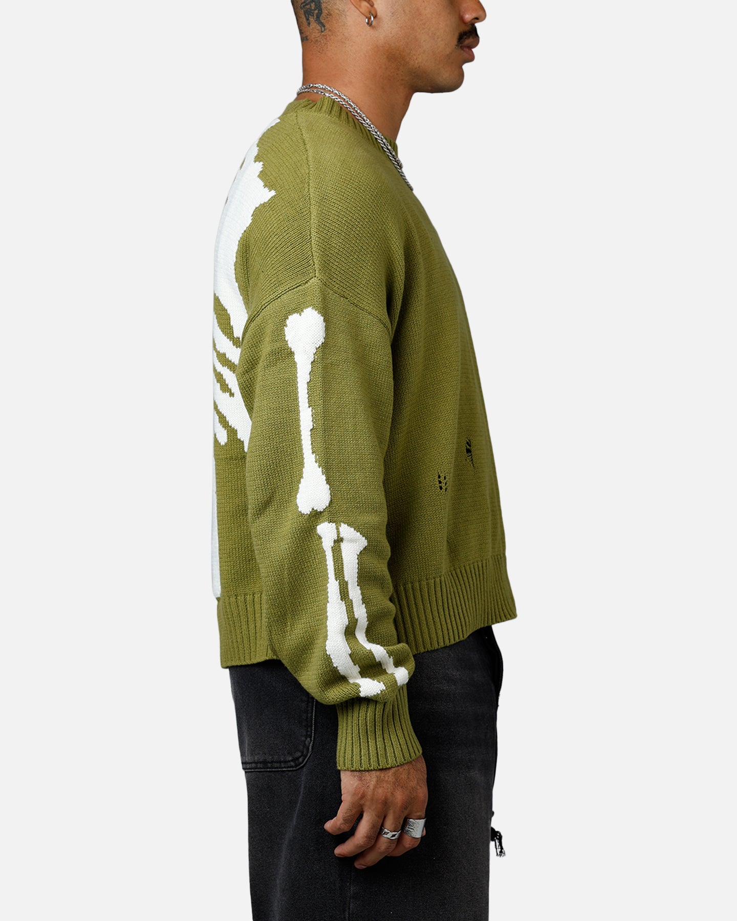 MNML Skeleton Knit Sweater Moss | Culture Kings US