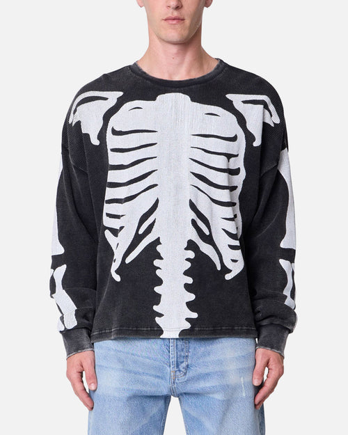 MNML Skeleton Thermal Long Sleeve Shirt Washed Black