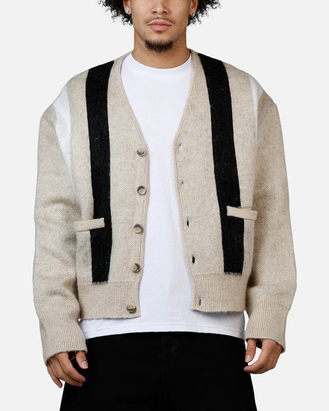 MNML Striped Mohair Cardigan Sweater Tan | Culture Kings US