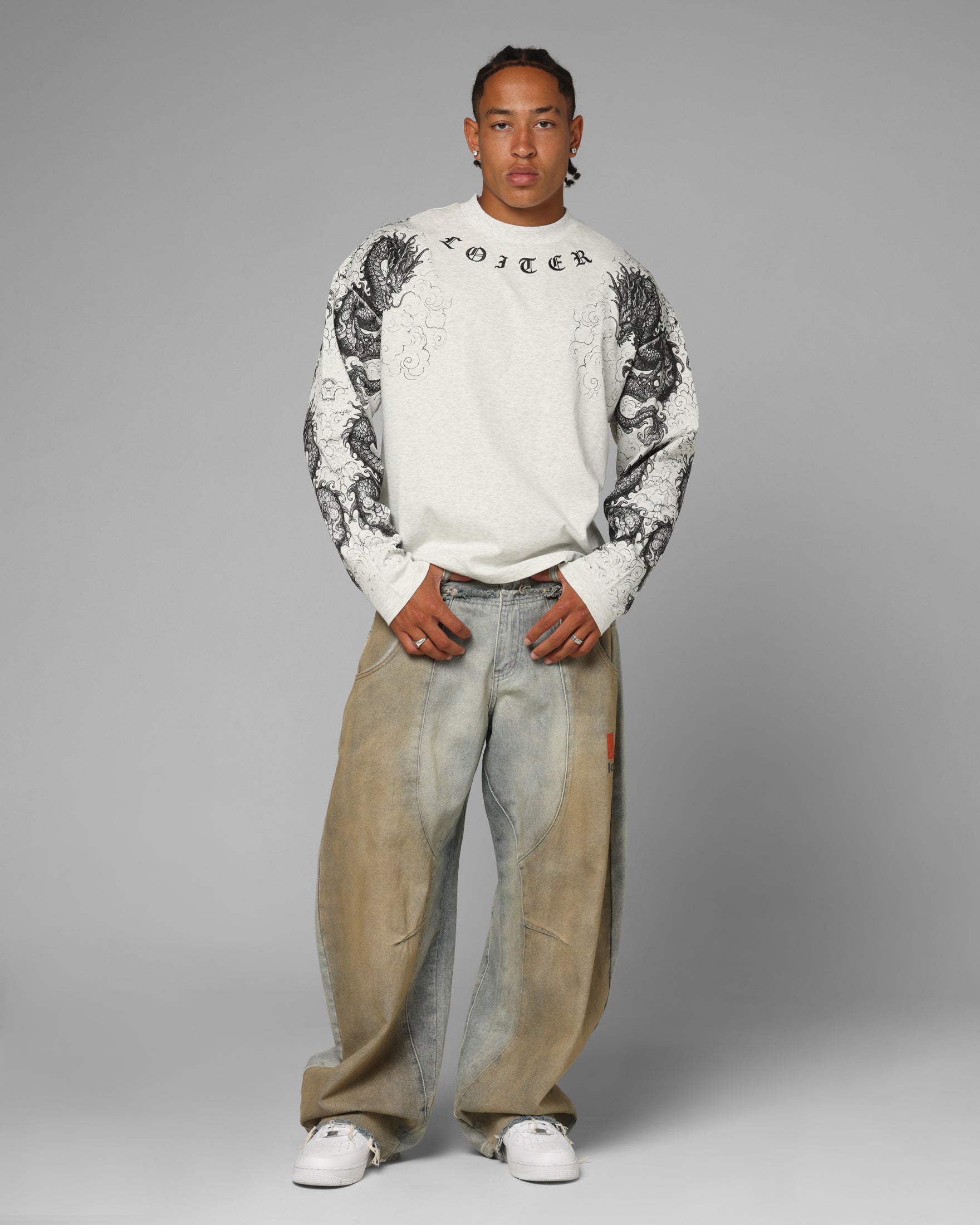 Loiter Dragon Tattoo Long Sleeve T-Shirt White | Culture Kings US
