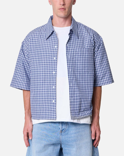 MNML Crispy Poplin Over Button Up Shirt Blue
