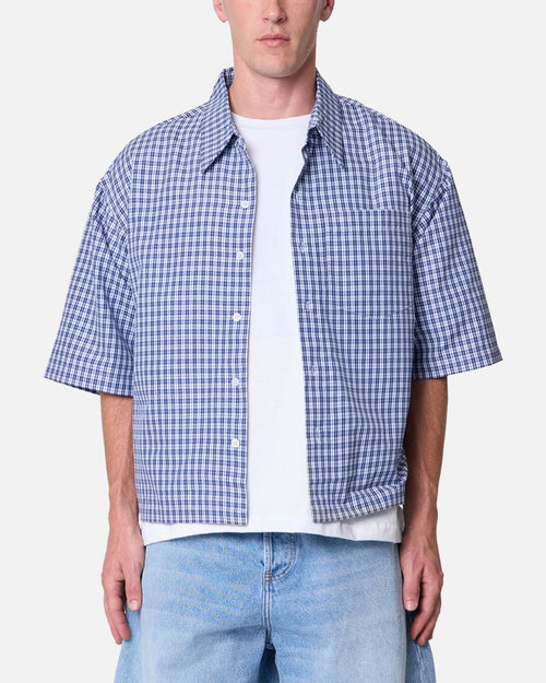 MNML Crispy Poplin Over Button Up Shirt Blue