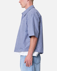 MNML Crispy Poplin Over Button Up Shirt Blue