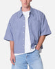 MNML Crispy Poplin Over Button Up Shirt Blue