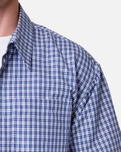 MNML Crispy Poplin Over Button Up Shirt Blue