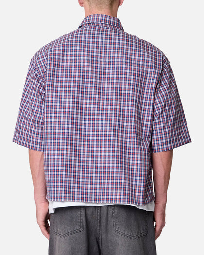 MNML Crispy Poplin Over Button Up Shirt Red/Blue