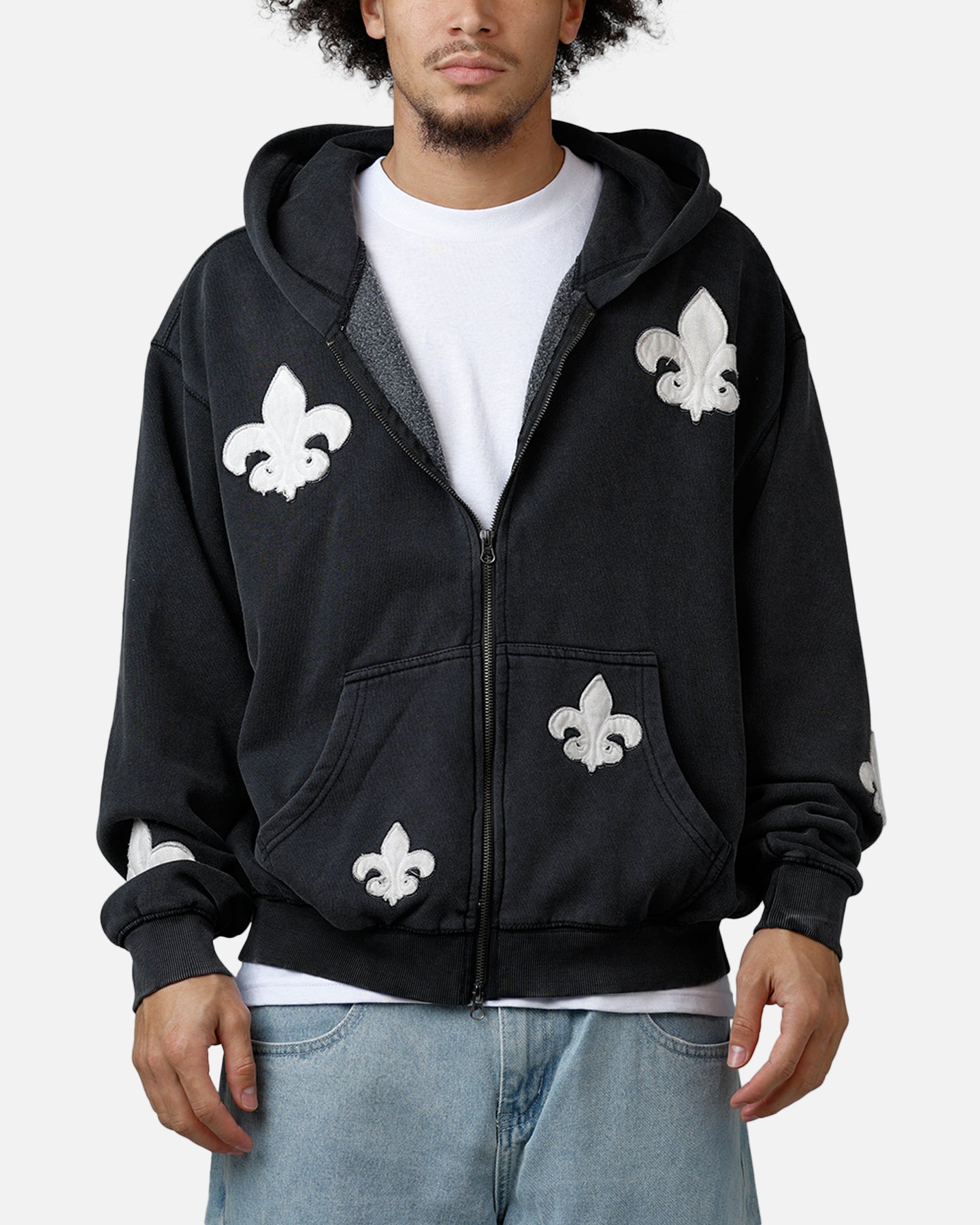 MNML Fleur Zip Up Hoodie Washed Black | Culture Kings US