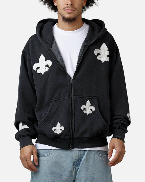 MNML Fleur Zip Up Hoodie Washed Black | Culture Kings US