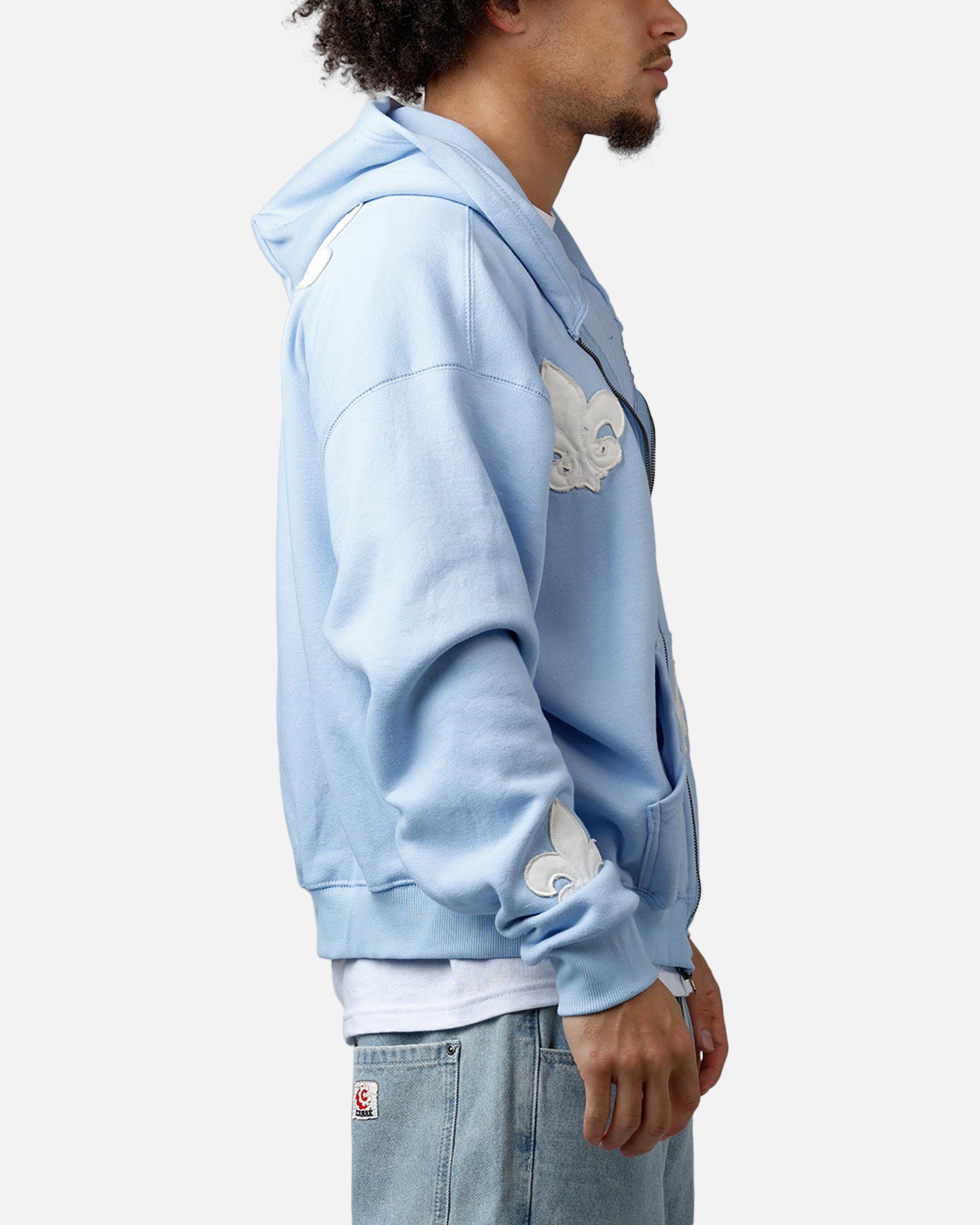 MNML Fleur Zip Up Hoodie Washed Blue | Culture Kings US