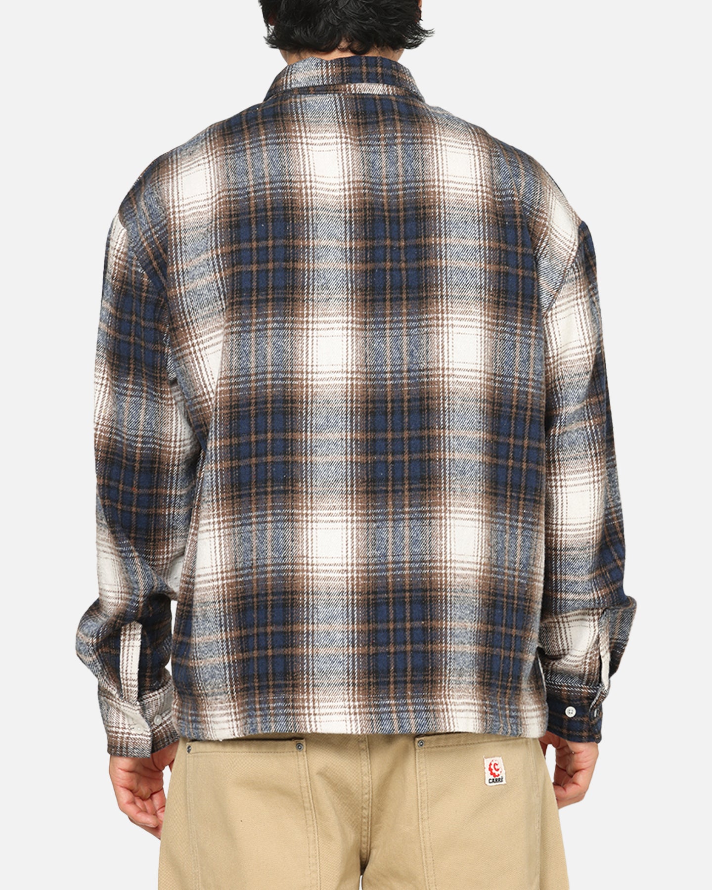Carre Ombre Zip Up Long Sleeve Shirt Black Plaid | Culture Kings US