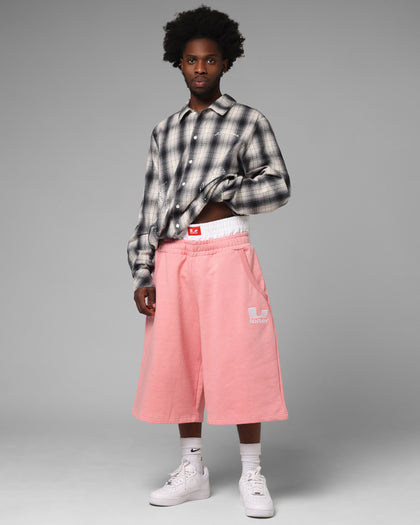 Loiter Heaven Distressed Flannel Button Up Shirt Black/White