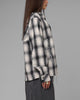 Loiter Heaven Distressed Flannel Button Up Shirt Black/White