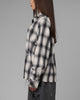 Loiter Heaven Distressed Flannel Button Up Shirt Black/White