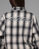 Loiter Heaven Distressed Flannel Button Up Shirt Black/White
