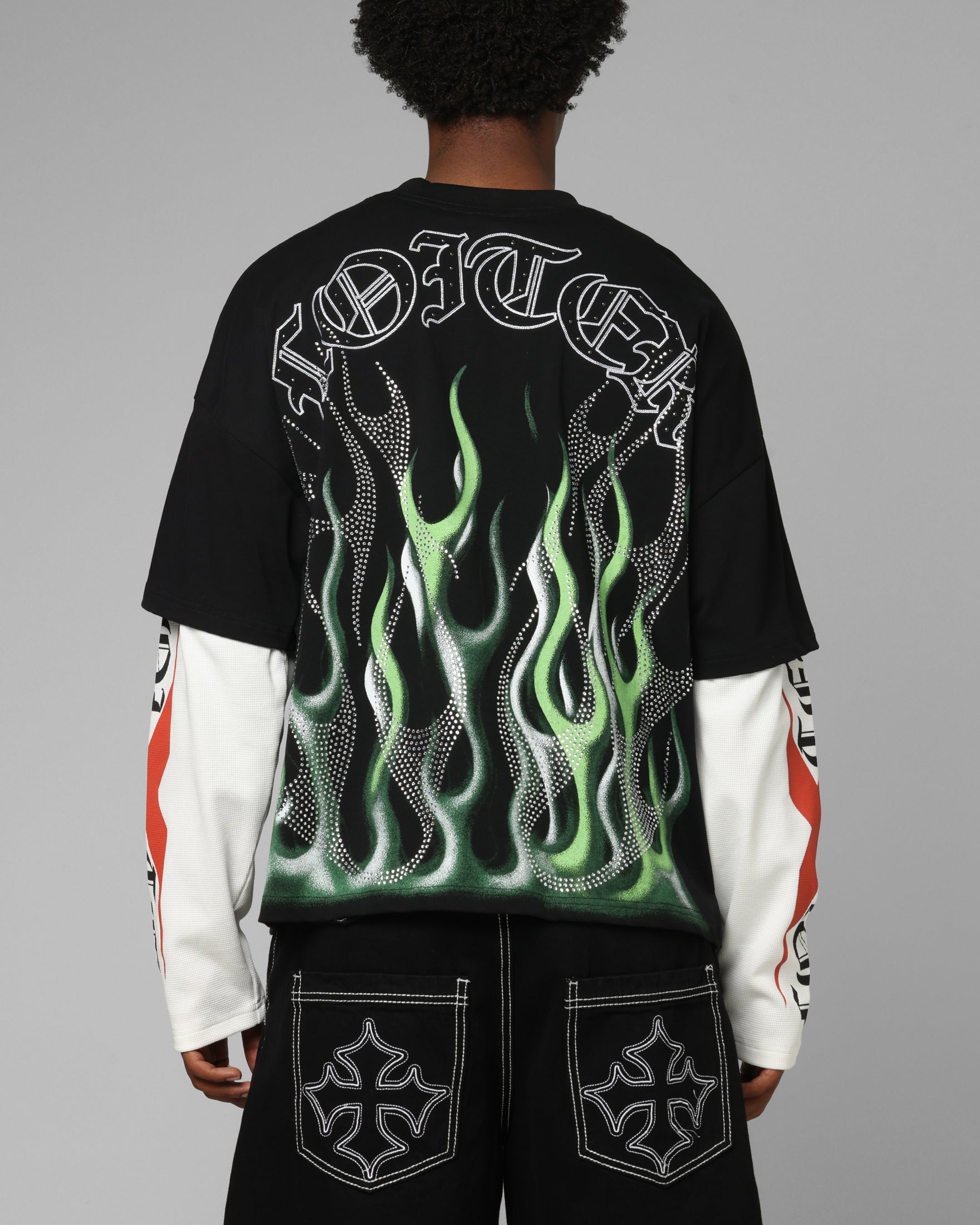 Loiter Inferno Layered Long Sleeve T-Shirt Black | Culture Kings US