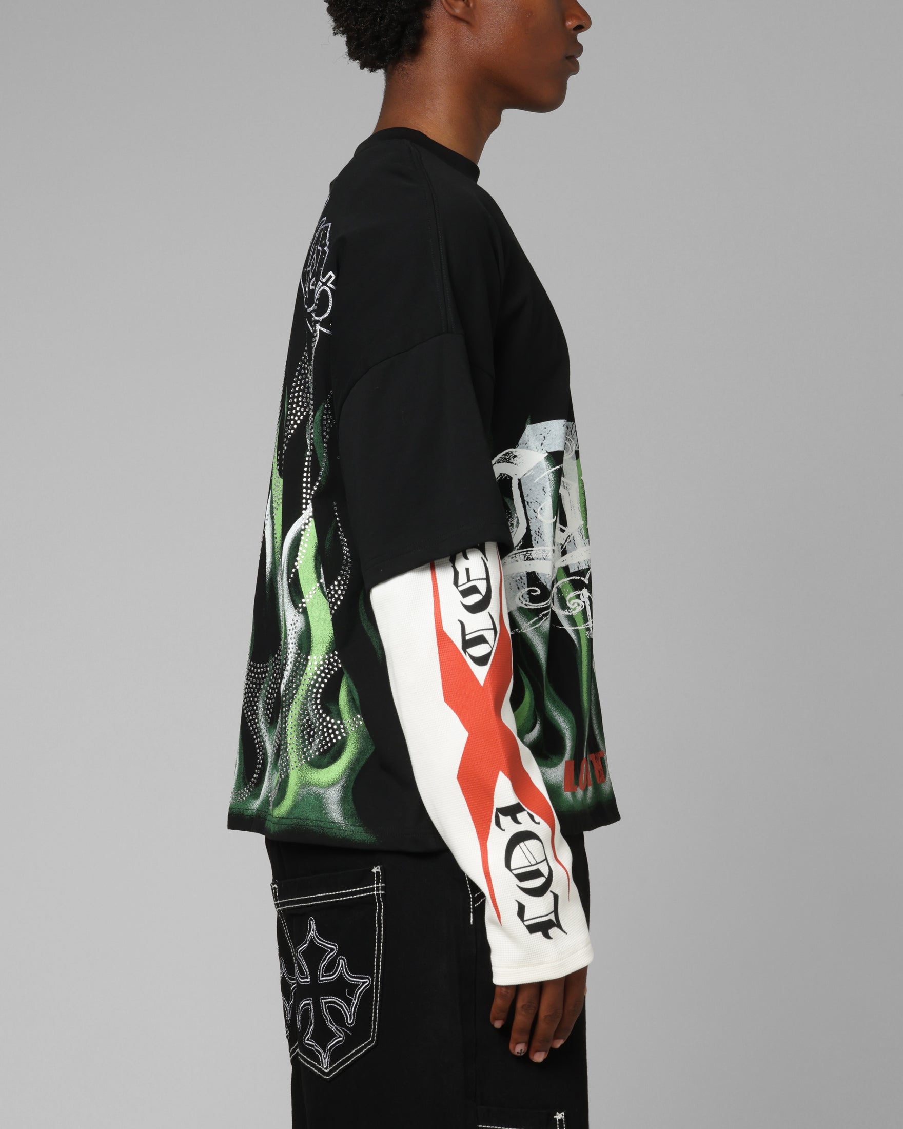 Loiter Inferno Layered Long Sleeve T-Shirt Black | Culture Kings US