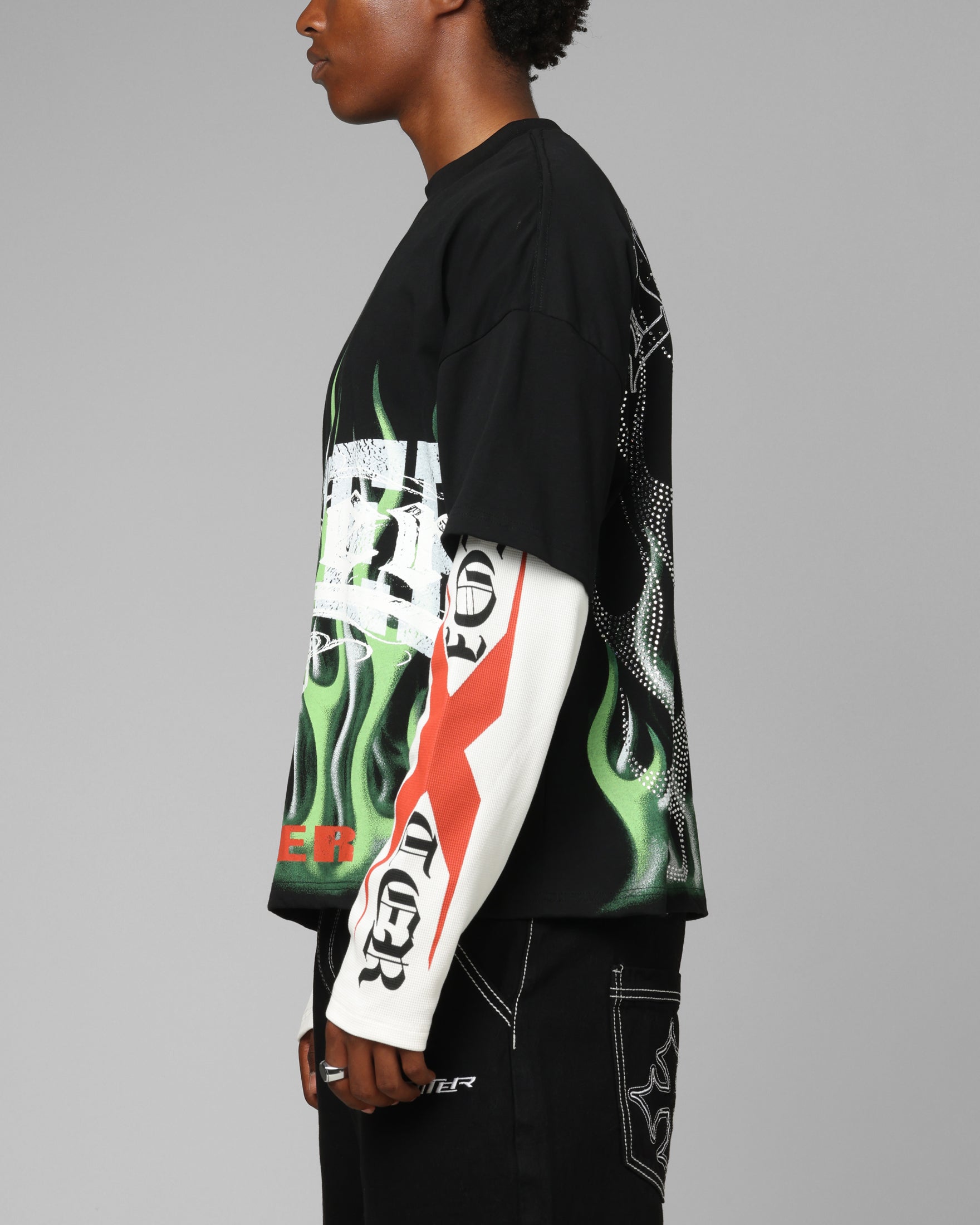 Loiter Inferno Layered Long Sleeve T-Shirt Black | Culture Kings US
