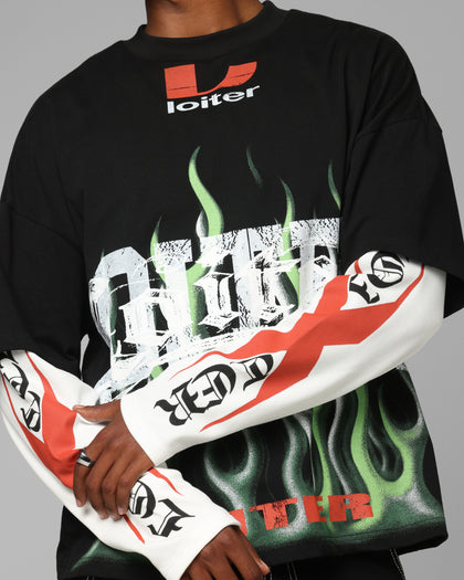 Loiter Inferno Layered Long Sleeve T-Shirt Black