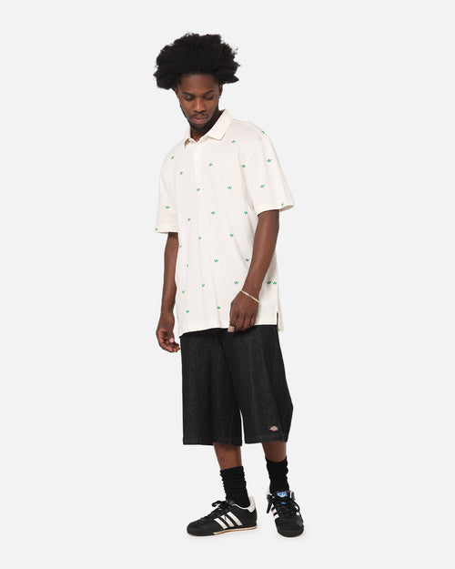 Adidas Originals Printed Trefoil Polo T-Shirt Chalk White